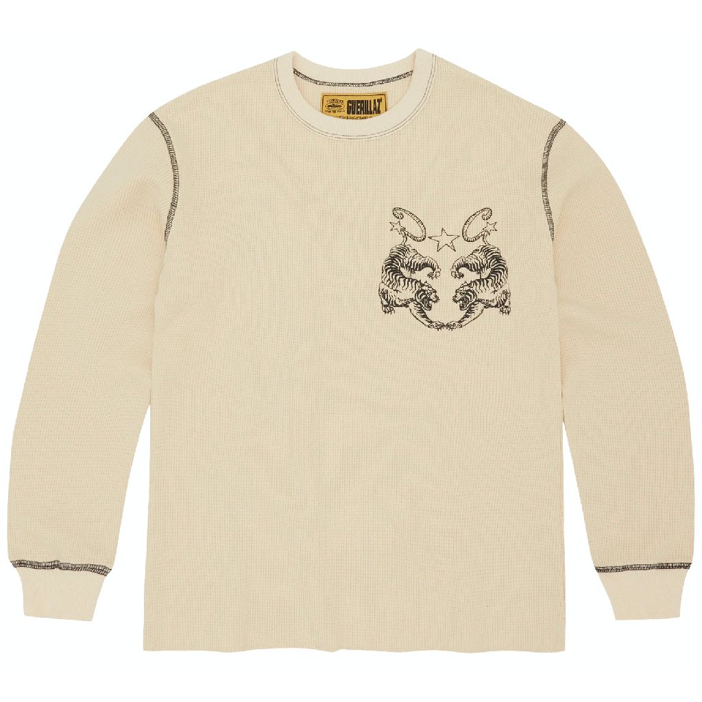 Corteiz Tiger Waffle Longsleeve Sweatshirt in Cream Corteiz Tiger Waffle Longsleeve Sweatshirt in Cream