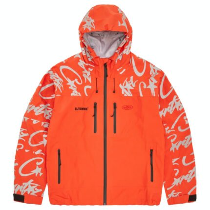 Corteiz Elitework Waterproof Shell Jacket in Orange