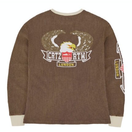 Corteiz Dipset Waffle Longsleeve Sweatshirt in Washed Brown